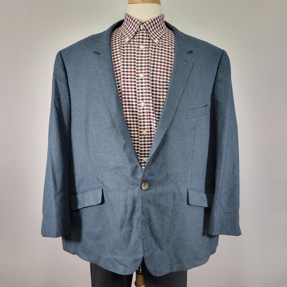 Indochino Mens Sport Coat Blazer One Button Flannel Wool Silk Cashmere About 56R